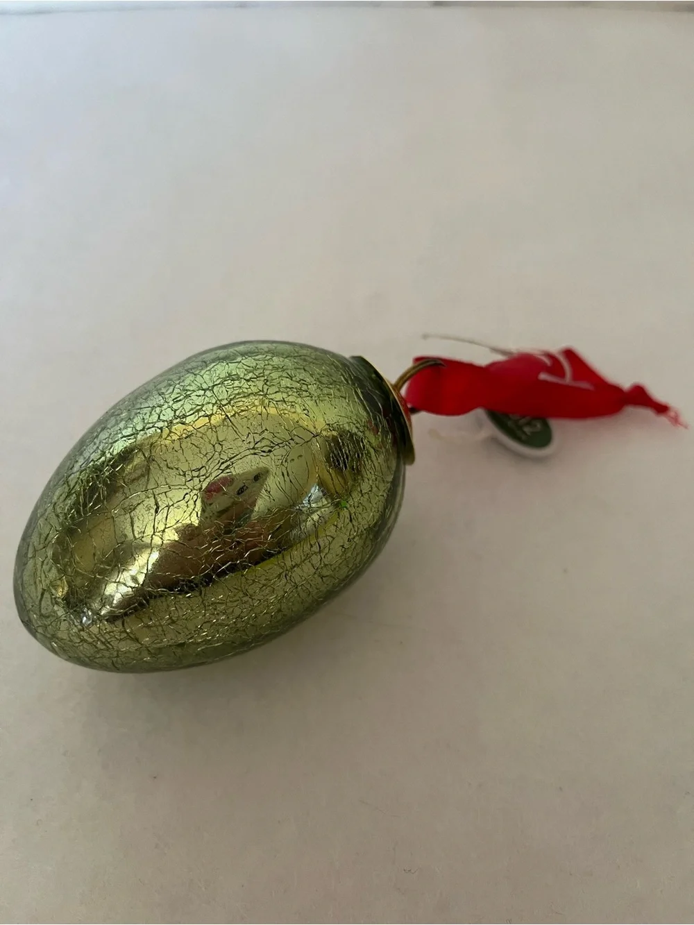 Green Swirl/Crackle finish Glass Holiday Ornaments - Set of 3